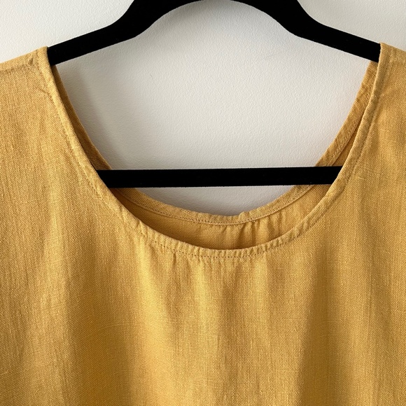 Golden Yellow Linen Midi Dress - Picture 6 of 16